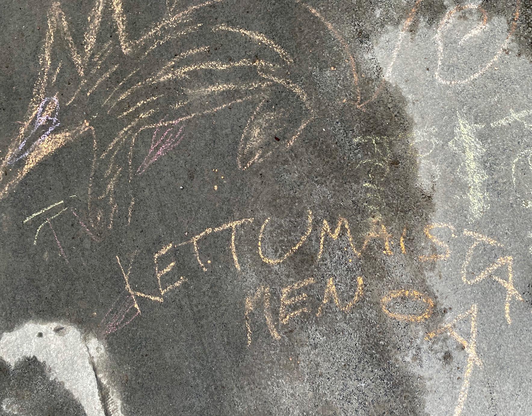 Asvalttiin piirretty kettu ja alla teksti Kettumaista menoa
